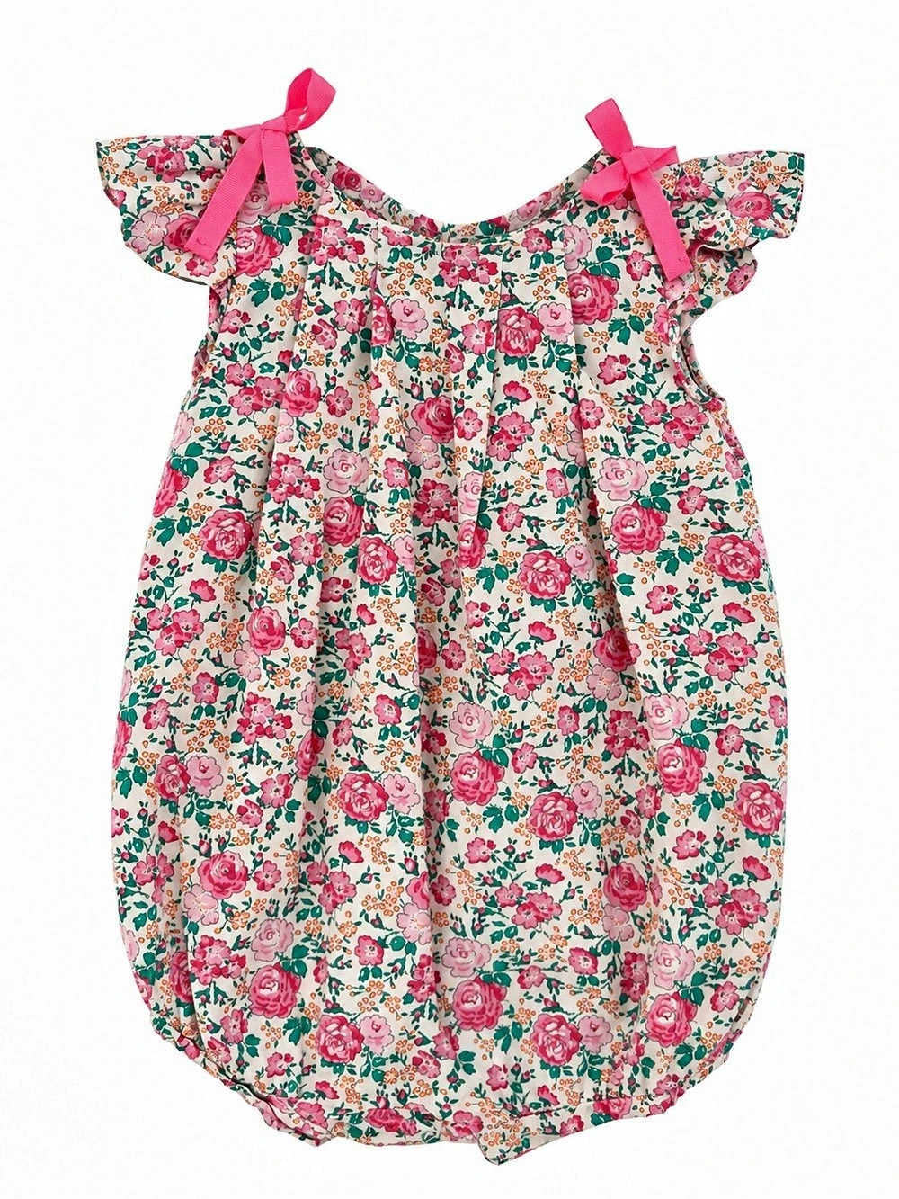 Jacadi Paris Baby Girl Floral Romper 18M Liberty Style Cotton Pink Bows